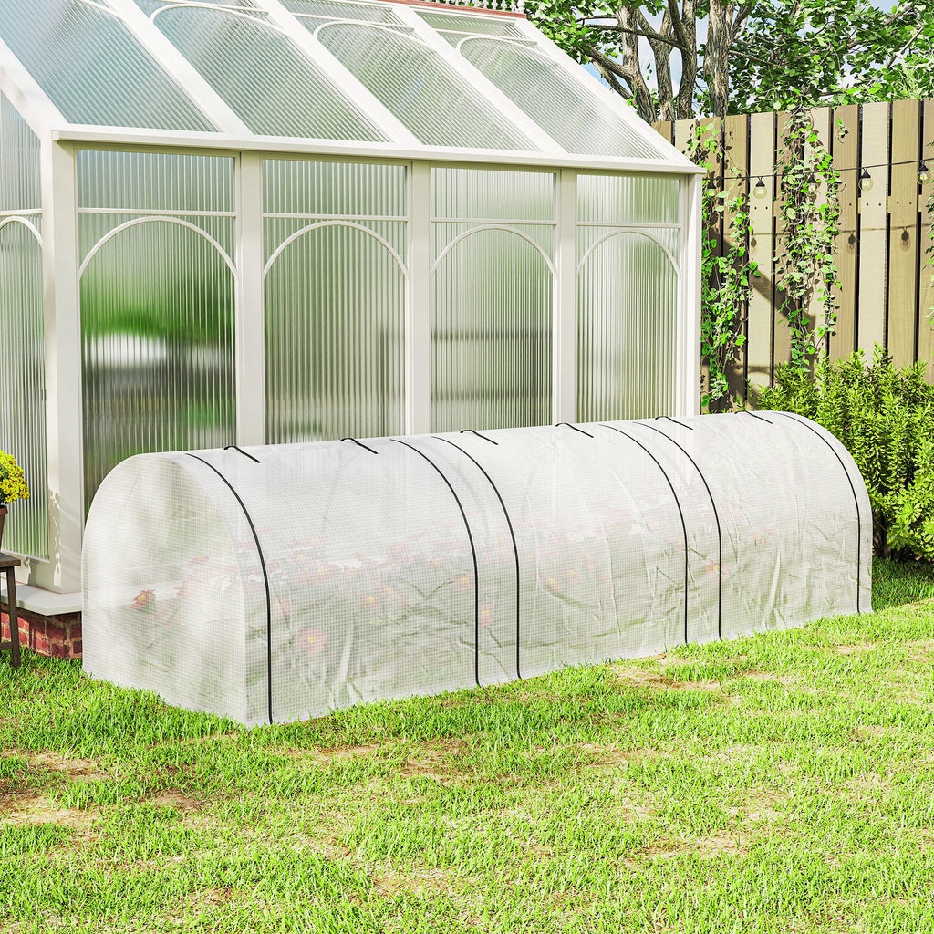 Mini Serre de Jardin Serre à tomates 3L x 1l x 0,8H m Acier PE Haute densité 140 g/m² Anti-UV 3 fenêtres Blanc-8
