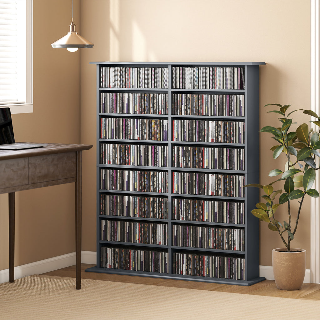 Rangements pour CD et DVD avec 16 compartiments et 12 étagères réglables capacité max. 720 CD/396 DVD et Blu-ray gris-9