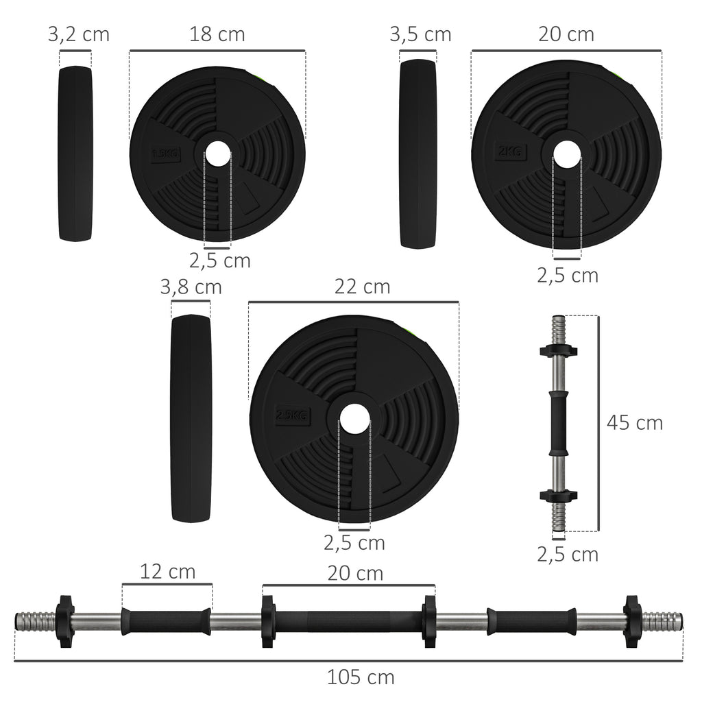 Haltères 2 en 1 réglables, haltères libres avec poignées antidérapantes, 25 KG - Barres incluses-2