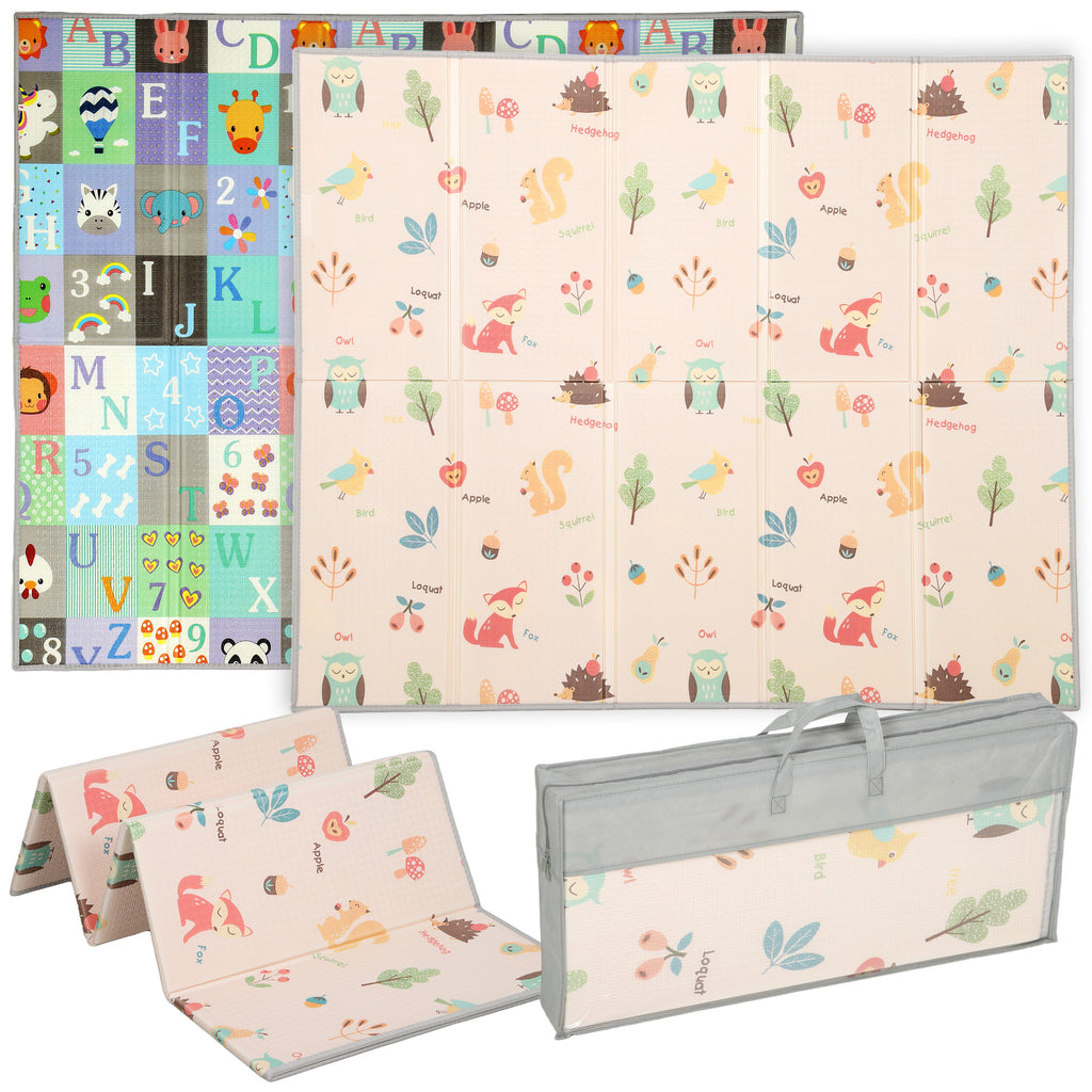 Tapis de jeu pour bébé pliable et réversible, tapis de sol en mousse épais, 180 x 150 x 1 cm, multicolore-0