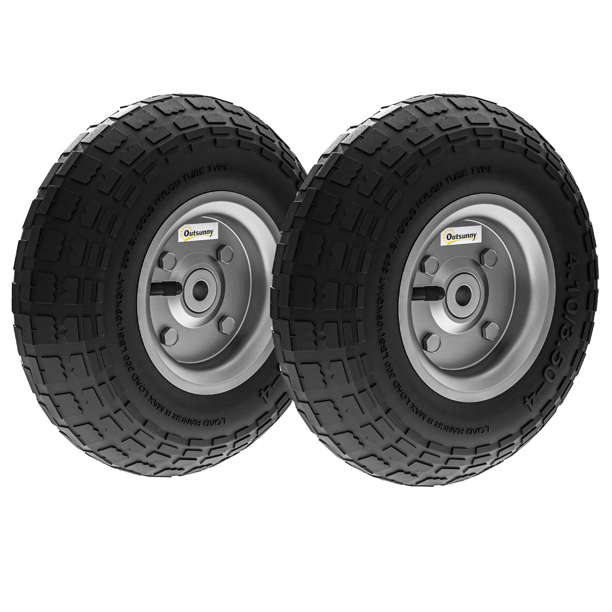 Lot de 2 Pneus Pneumatiques de Remplacement Alésage de 16mm pour Chariot de Jardin, Brouette et diable-0