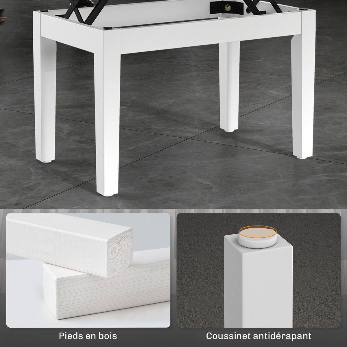 Banc de piano, banc de clavier réglable en hauteur en bois massif, compartiment de rangement, 55 x 33 x 48-58 cm blanc-6
