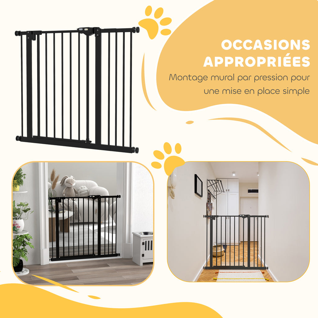 Barrière de sécurité animaux porte fermeture automatique système de double verrouillage sans perçage 1 extension noir-5
