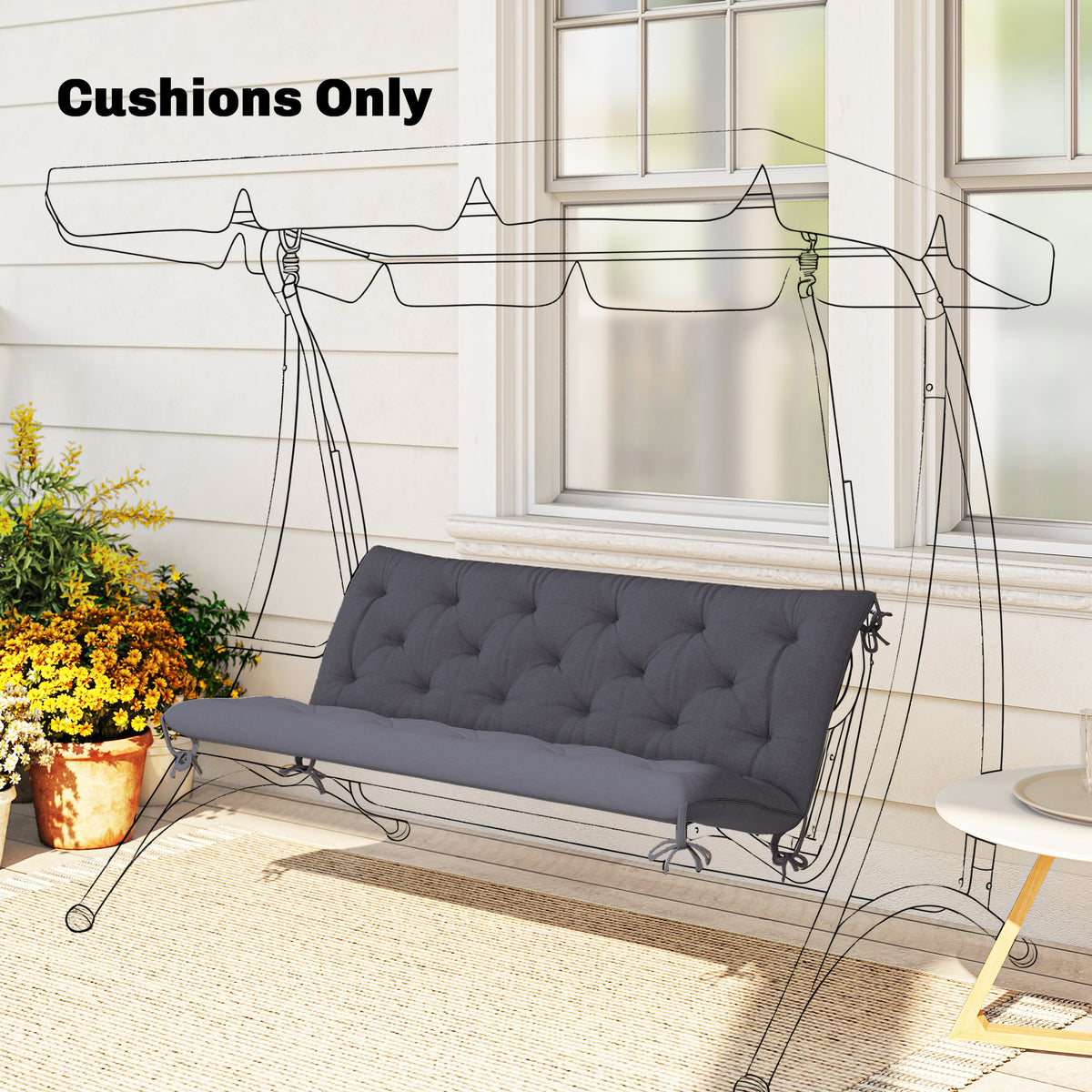 Coussin de banc matelas assise dossier pour banc de jardin coussin balancelle canapé 3 places grand confort 150 x 98 x 8 cm gris-1