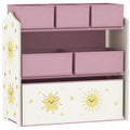 Meuble rangement enfant à 3 niveaux, étagère de rangement pour jouets enfants avec 6 boîtes en tissu amovibles, rose-0