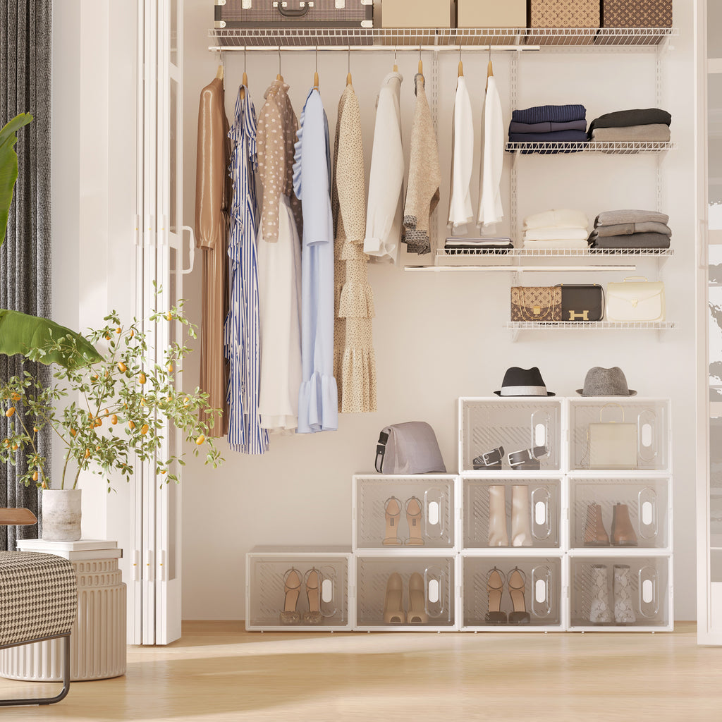Lot de 18 boites cubes rangement à chaussures modulable avec portes transparentes - 25 x 35 x 19 cm-9