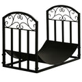 Range bûches Porte-bûches range rack à bûches support étagère à bois de cheminée charge max. 60 kg dim. 60,5L x 36l x 46,5H cm métal époxy noir-0