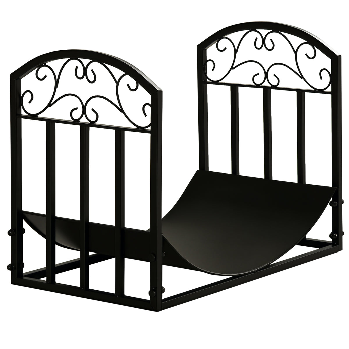 Range bûches Porte-bûches range rack à bûches support étagère à bois de cheminée charge max. 60 kg dim. 60,5L x 36l x 46,5H cm métal époxy noir-0