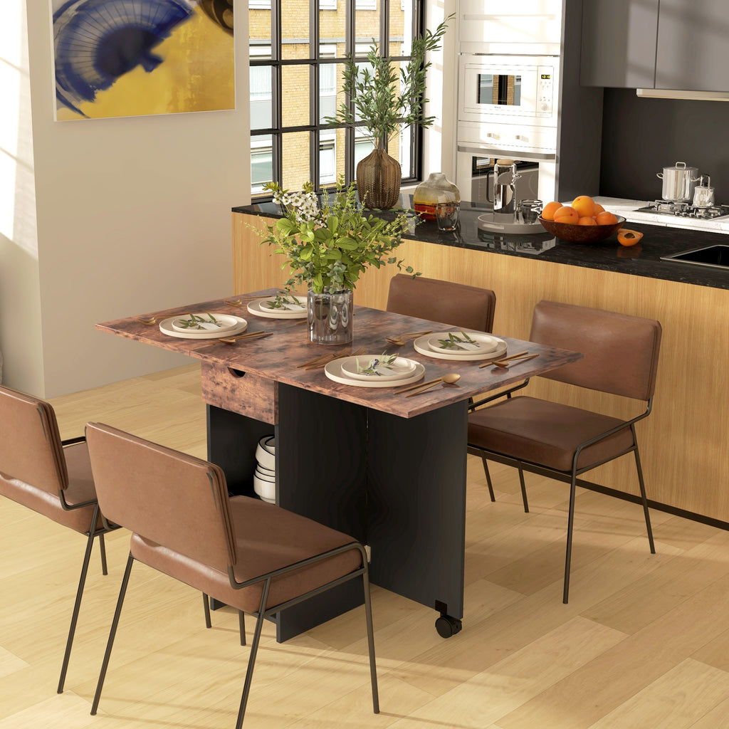 Table à manger pliante table de cuisine extensible pour 2 à 4 personnes 2 abattants 120 x 72 x 75 cm rustique et noir-9