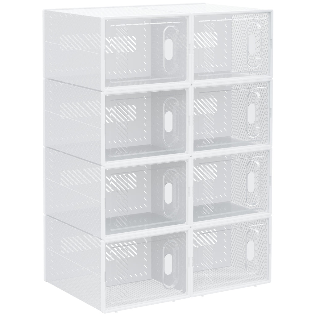Lot de 8 boites cubes rangement à chaussures modulable avec portes transparentes - 25 x 35 x 19 cm-0