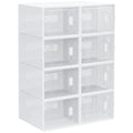 Lot de 8 boites cubes rangement à chaussures modulable avec portes transparentes - 25 x 35 x 19 cm-0