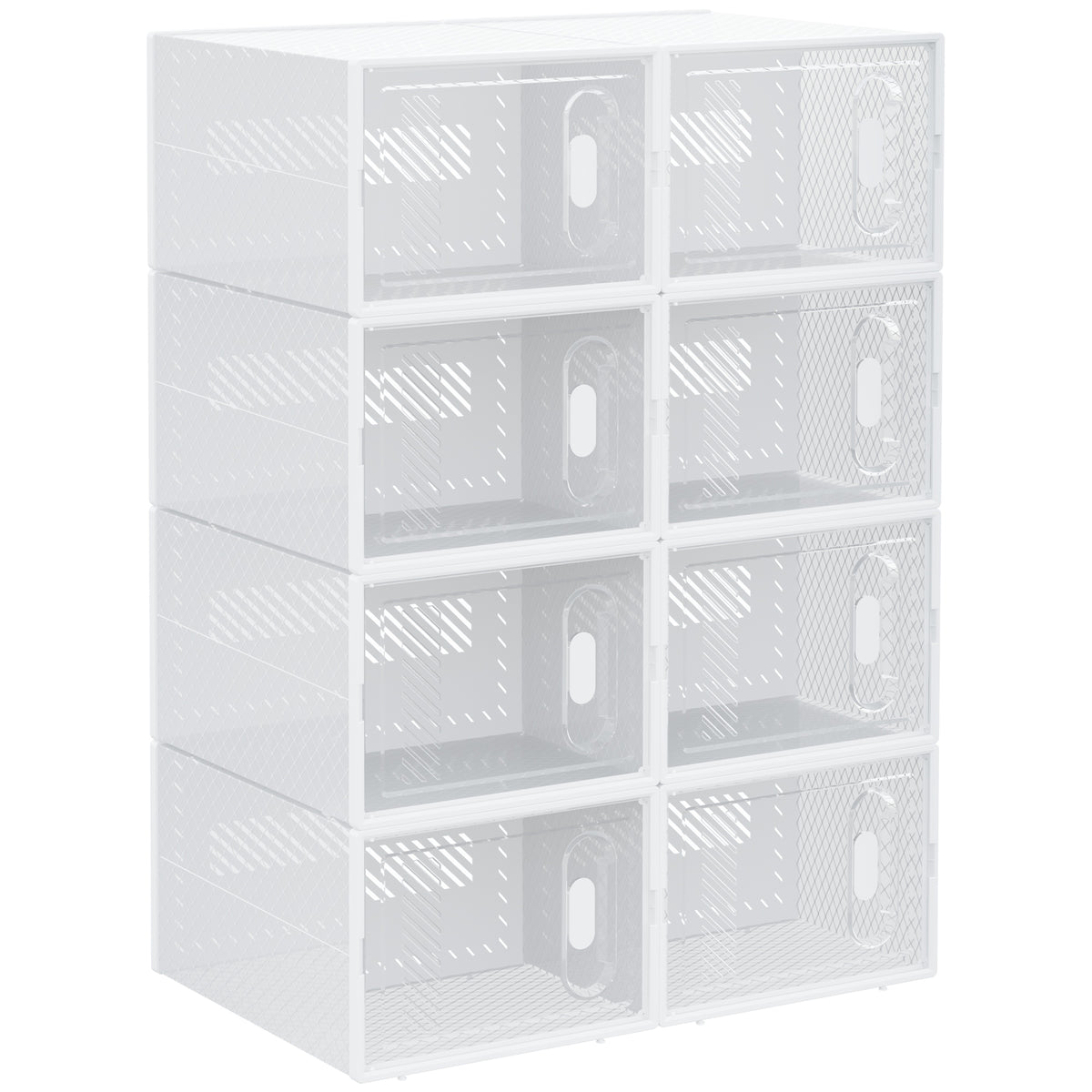 Lot de 8 boites cubes rangement à chaussures modulable avec portes transparentes - 25 x 35 x 19 cm-0