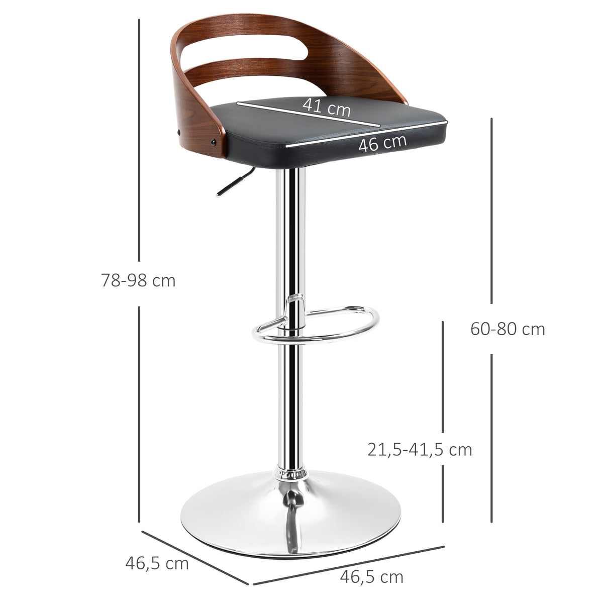 Lot de 2 tabourets de Bar Hauteur d'assise réglable pivotant 360° revêtement synthétique Noir Dossier ajouré-2