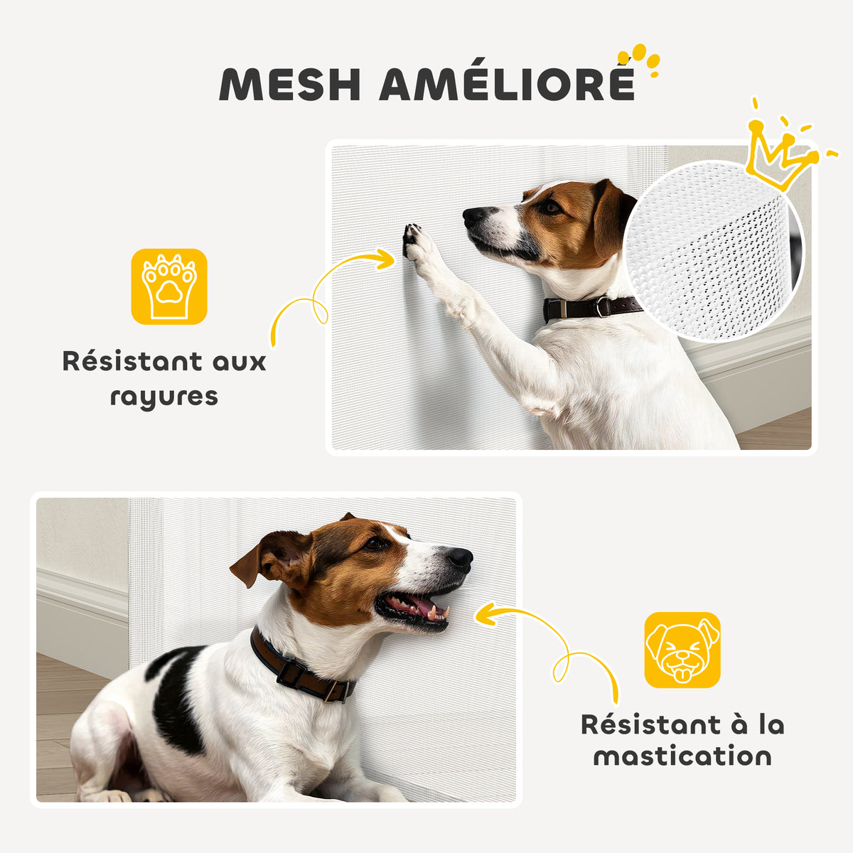 Barrière rétractable pour chien largeur 149 cm verrouillage automatique - blanc-6
