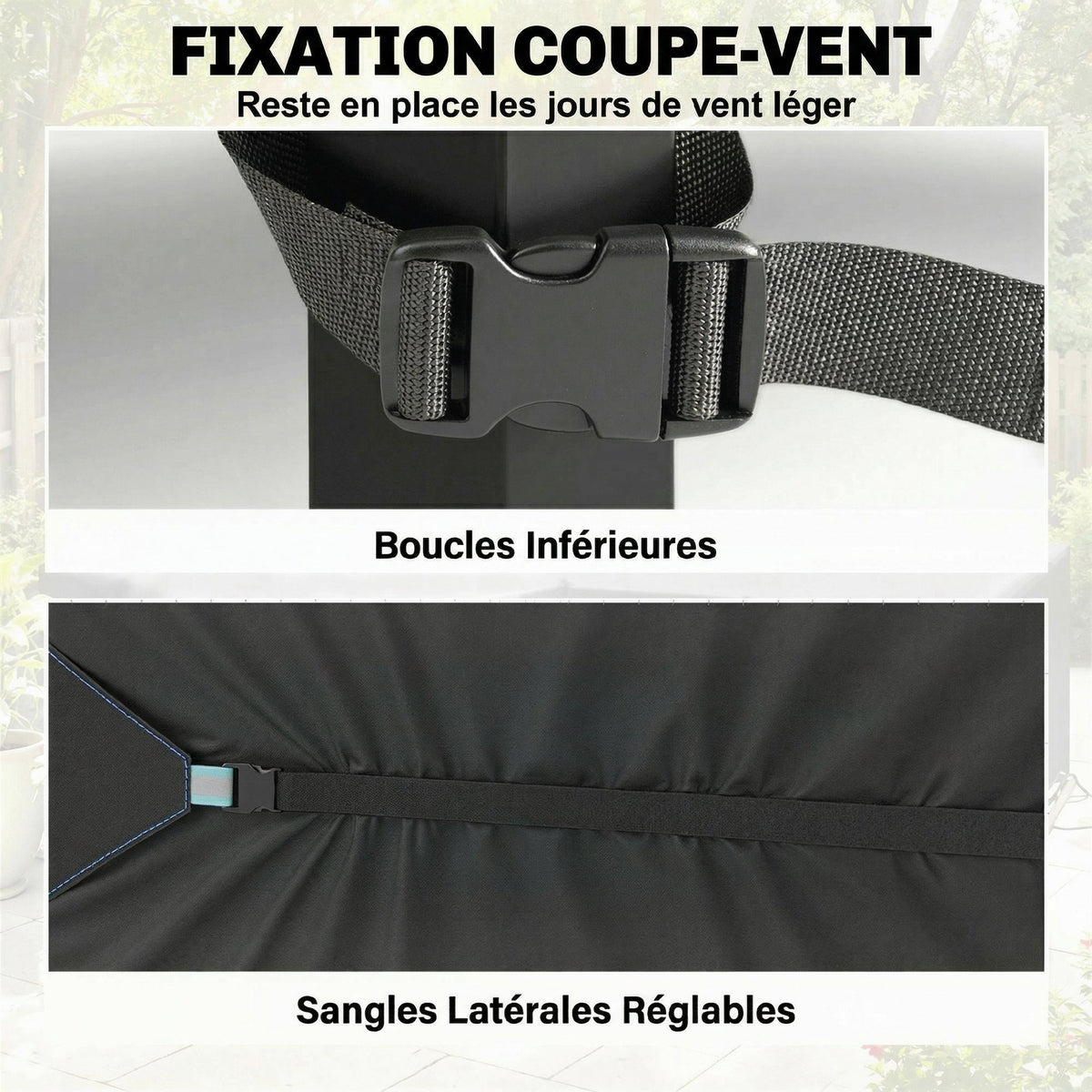 Housse Salon de Jardin Extérieure Imperméable 420D Tissu Oxford, avec Évent et Sac de Rangement, 180x120x74cm, Noir-4