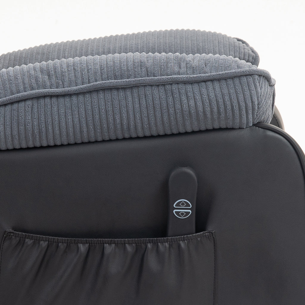 Fauteuil releveur électrique, fauteuil relax électrique velours côtelé, dossier inclinable, ports USB, 96x96x108cm, gris-9
