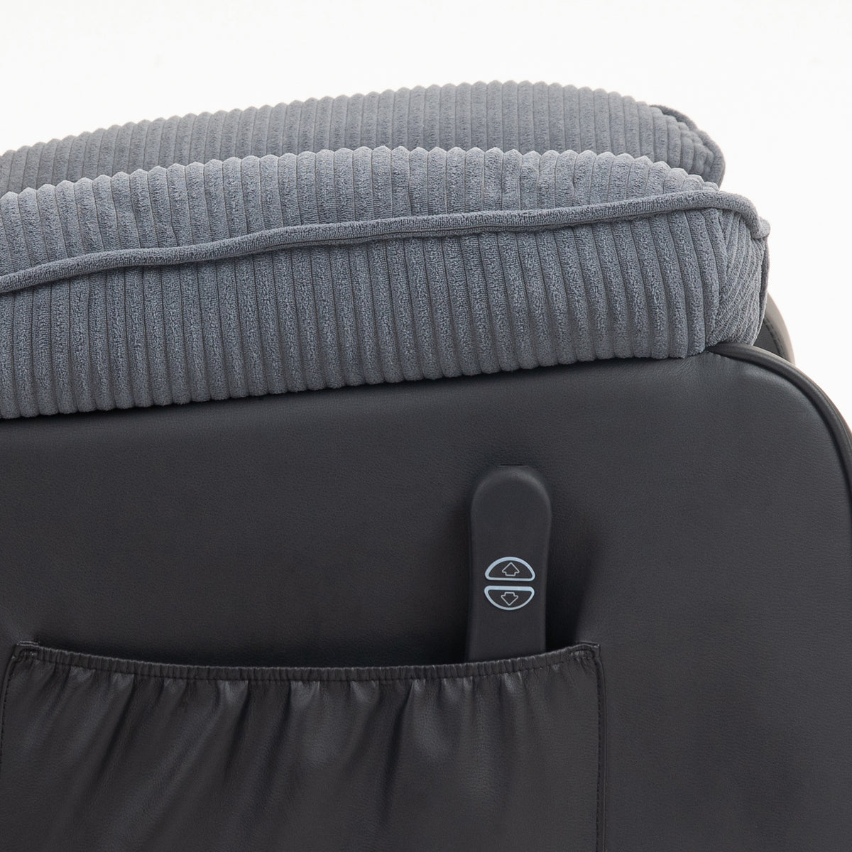Fauteuil releveur électrique, fauteuil relax électrique velours côtelé, dossier inclinable, ports USB, 96x96x108cm, gris-9