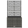 Jardinière pour plantes avec treillis 2 bacs à plante 22L en résine tressée et acier galvanisé 57 x 30 x 107 cm gris-0