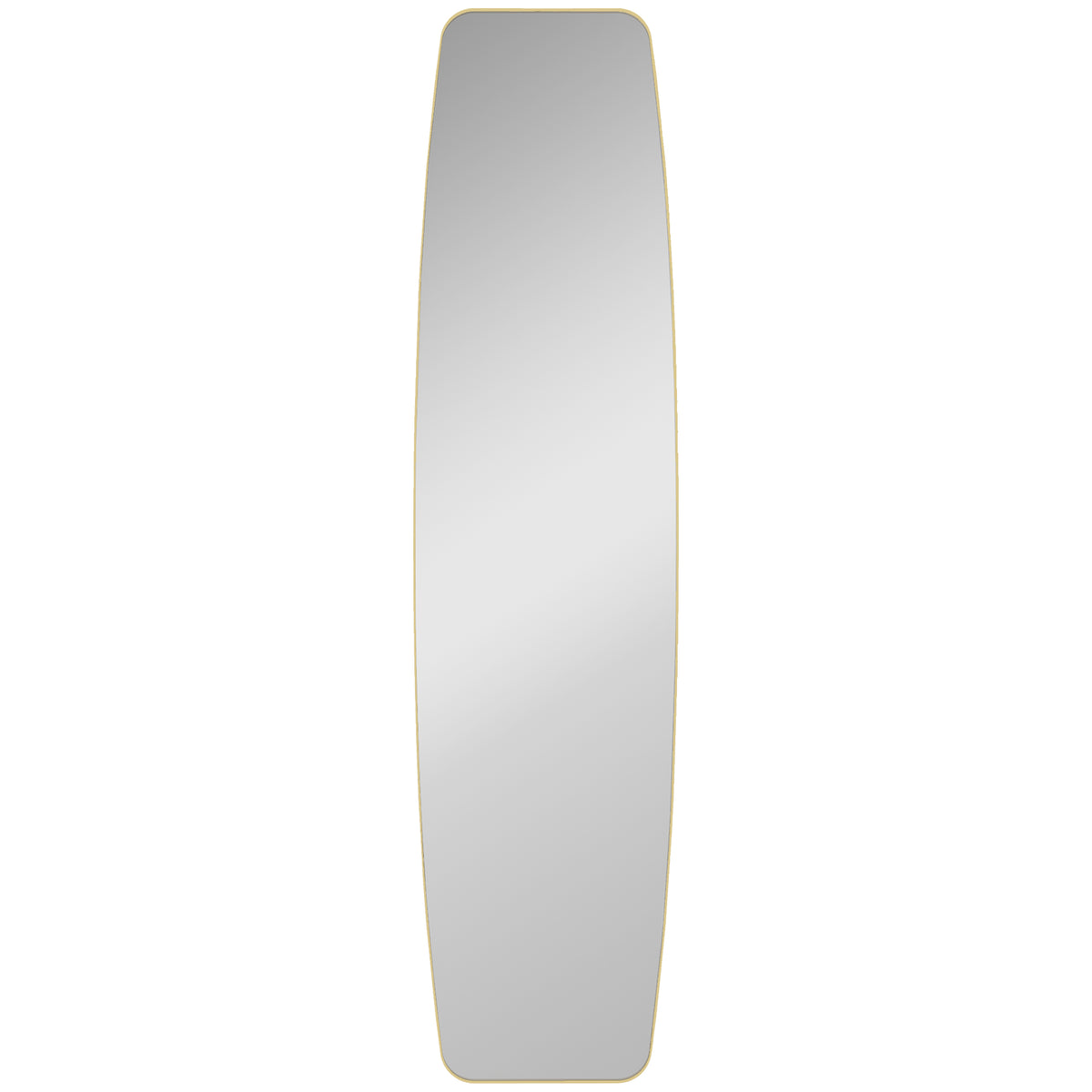 Grand miroir mural ovale 160 x 40 cm, miroir suspendu moderne, cadre en métal et bois, prêt à accrocher, doré-0