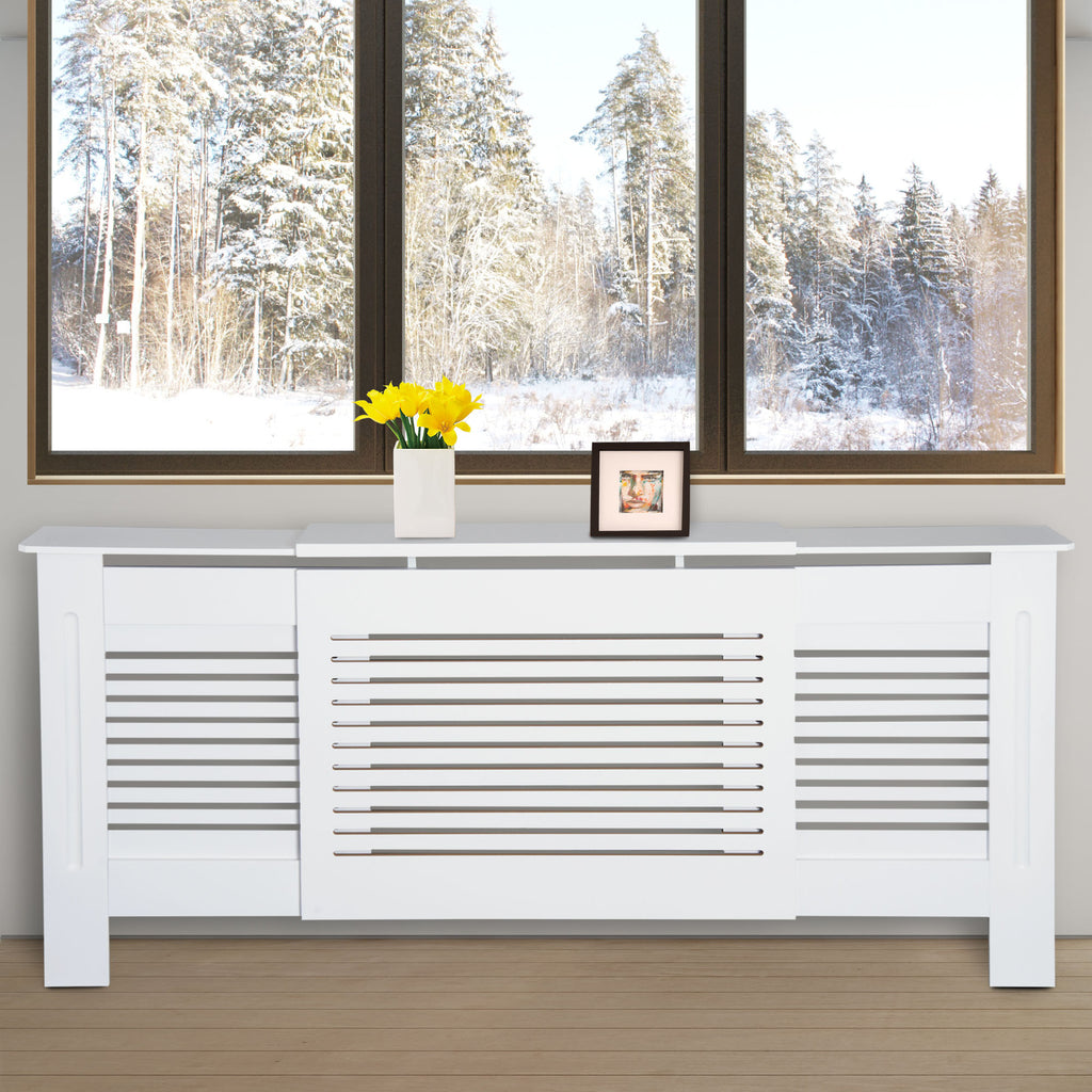 Cache-radiateur Design Contemporain Longueur Extensible 139-208,5 x 20,5 x 82,5 cm MDF Blanc-9