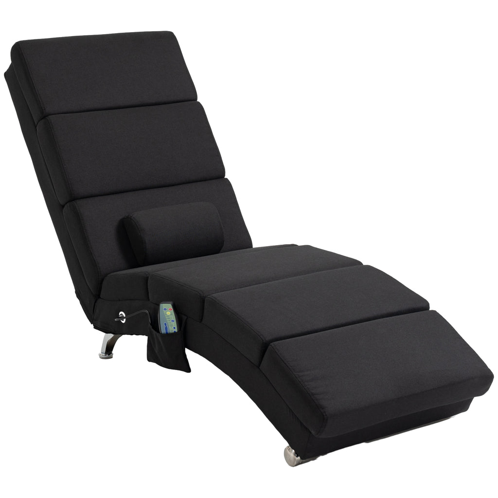 Fauteuil relax chaise longue de relaxation ergonomique, massant et chauffant avec télécommande 56 x 168 x 84 cm noir-0