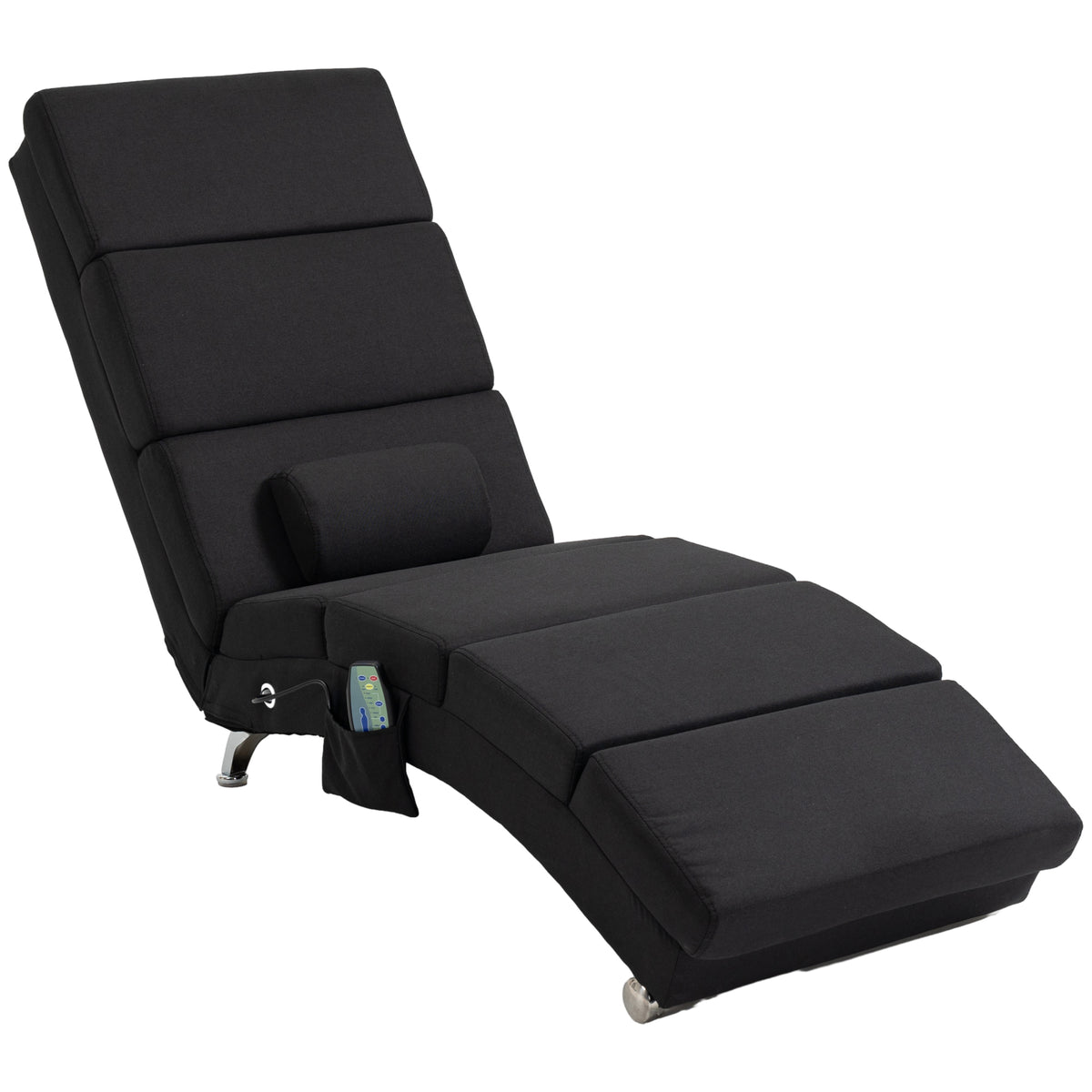 Fauteuil relax chaise longue de relaxation ergonomique, massant et chauffant avec télécommande 56 x 168 x 84 cm noir-0