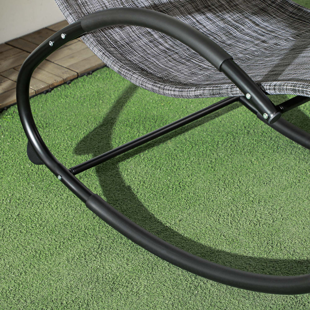 Chaise longue à bascule avec tétière utilisation extérieure intérieure gris chiné-7