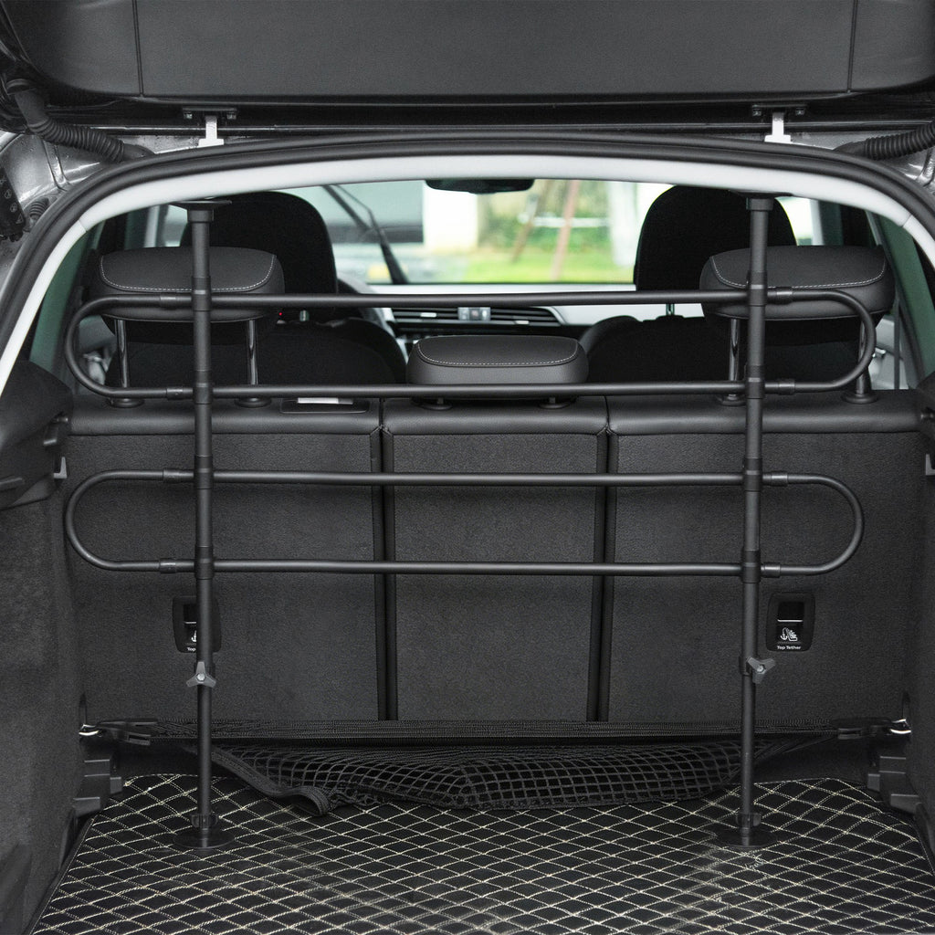 Grille de séparation pour chien universel, barrière de sécurité extensible pour animaux de compagnie, en acier noir-1