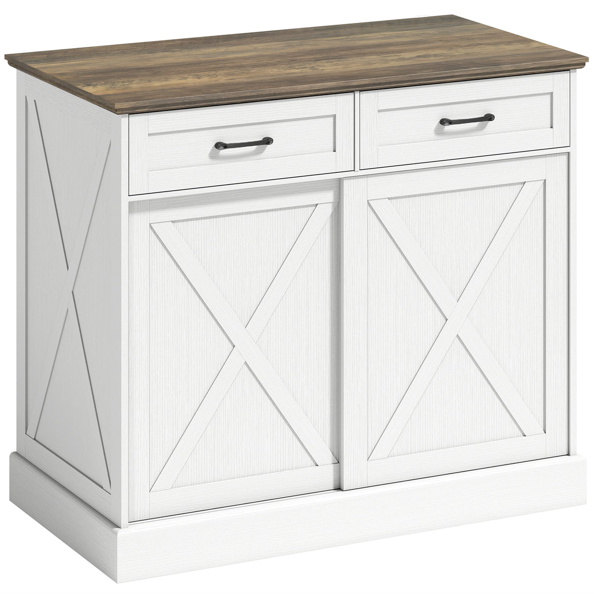Buffet cuisine, buffet cuisine, meuble de rangement avec 2 tiroirs 2 portes coulissantes, étagère réglable, blanc-0