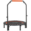 Trampoline de fitness gymnastique avec poignée réglable, pliable, 6 pieds, 28 ressorts Ø 102 cm, noir rouge-0