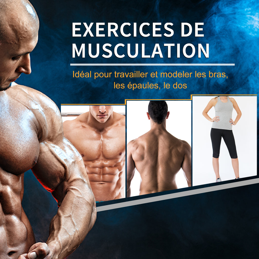 Ensemble d'haltères courtes total 2 x 5 Kg, haltères musculation fitness pour homme et femme, entraînement musculaire & haltérophilie - métal caoutchouc noir-6