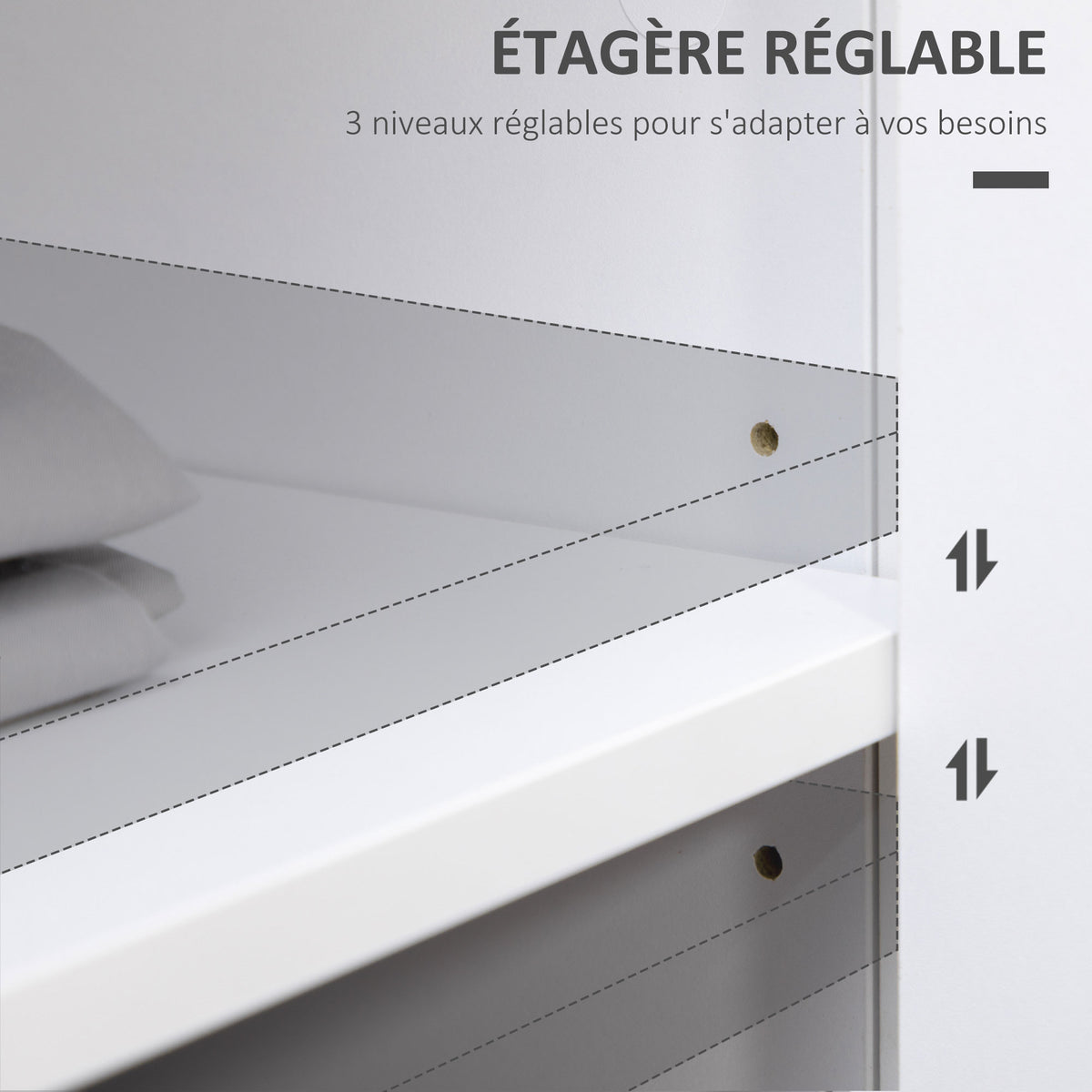 Commode meuble de rangement 2 portes avec étagère réglable en hauteur 2 tiroirs 100 x 40 x 85 cm blanc et aspect bois-4
