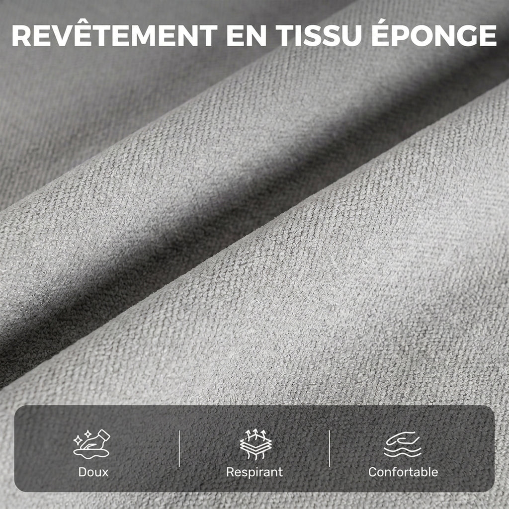 Fauteuil Inclinable de Massage par Vibration et Chauffage, Fauteuil de Relaxation en Tissu Éponge Bouclé, Gris-6
