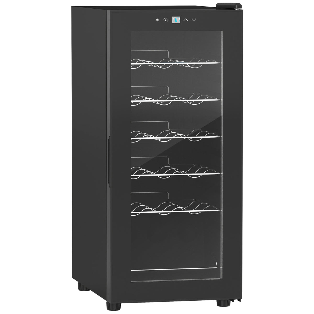 Cave à vin 18 bouteilles 50L haute performance température réglable 5-18° avec lumière LED, noir-0