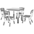Ensemble 1 table et 4 chaises pour enfants à hauteur réglable, set de 5 pièces, gris-0