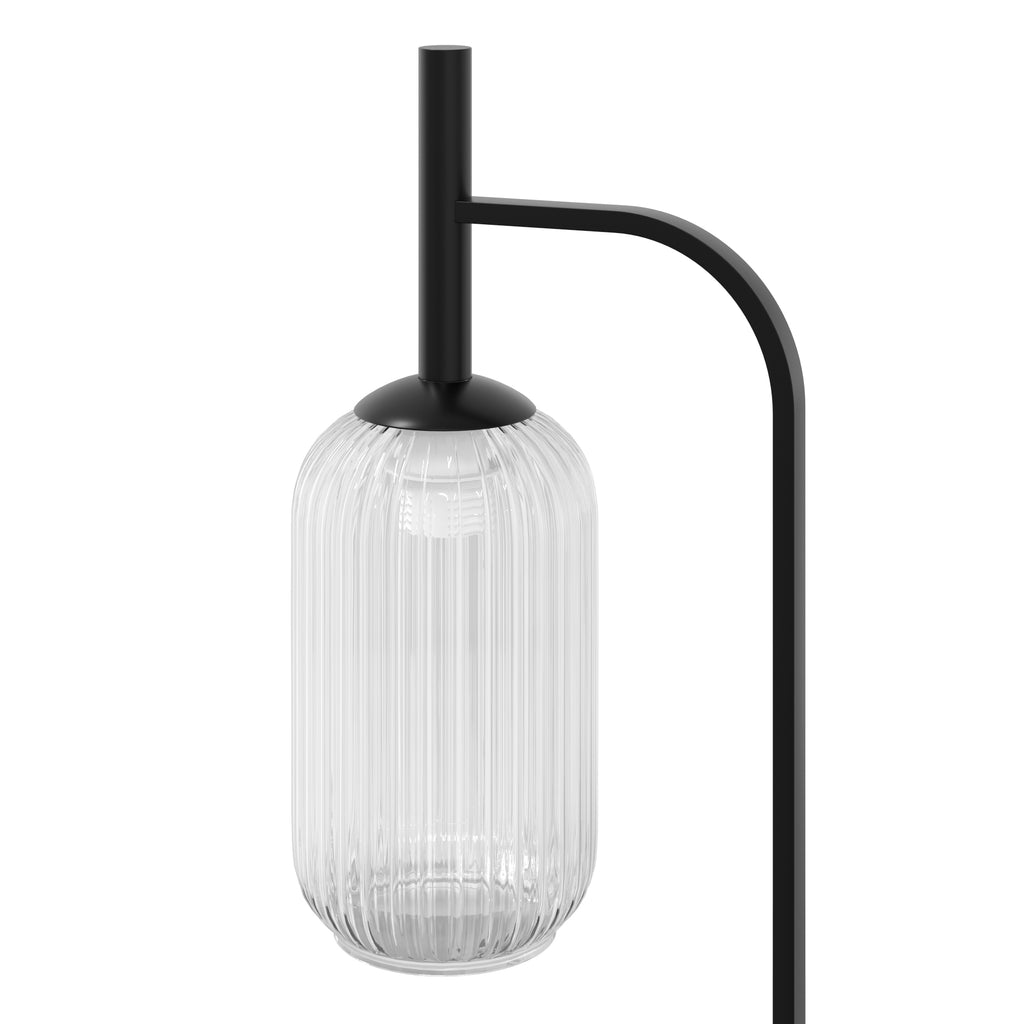 Lampadaire sur pied salon lampe sur pied avec abat-jour en verre texturé interrupteur à pied 29 x 25 x 152 cm métal noir-9