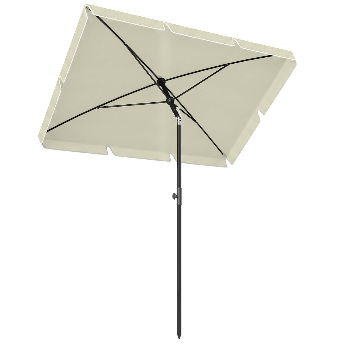Parasol de jardin Parasol droit rectangulaire inclinable alu métal polyester haute densité 2 x 1,3 m beige clair-0