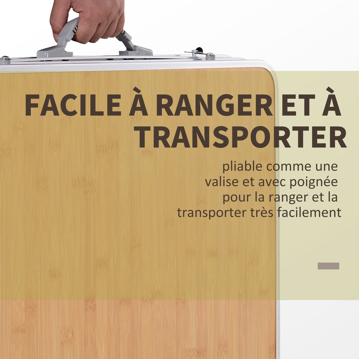 Table Pliante Table de Camping Table de Jardin avec rallonge Hauteur réglable Aluminium MDF Imitation Bambou-3