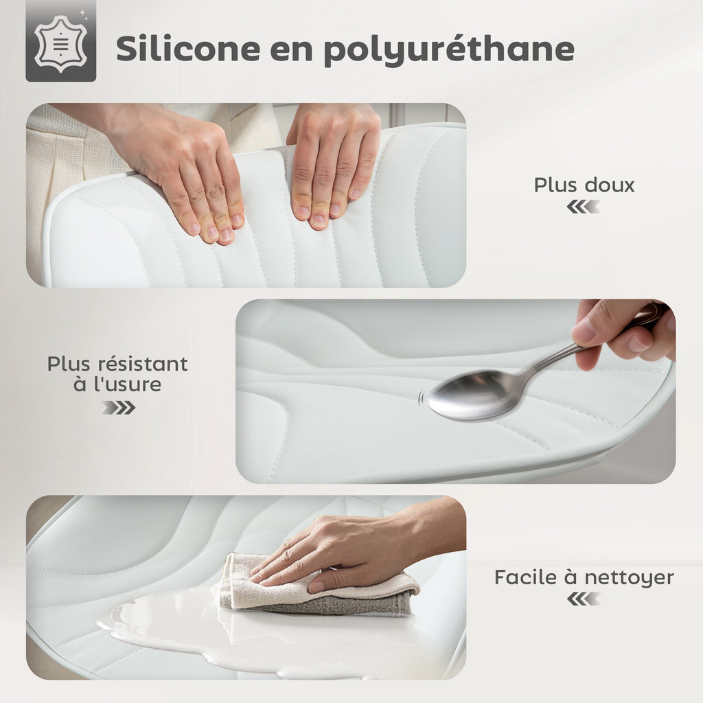 Lot de 2 tabourets de bar, chaises de bar structure en acier hauteur réglable 92-110 cm, dossier repose-pieds blanc-4