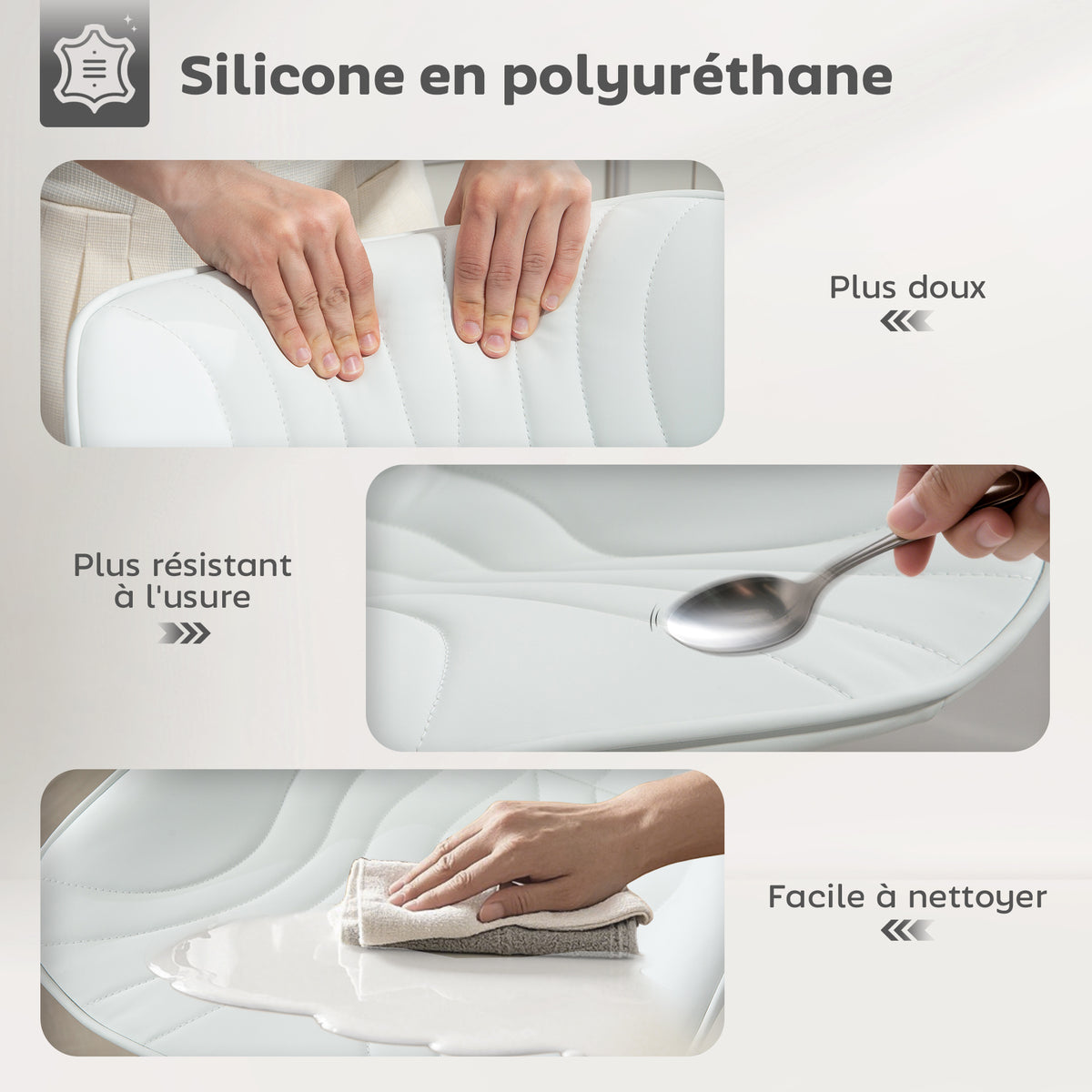 Lot de 2 tabourets de bar, chaises de bar structure en acier hauteur réglable 92-110 cm, dossier repose-pieds blanc-4