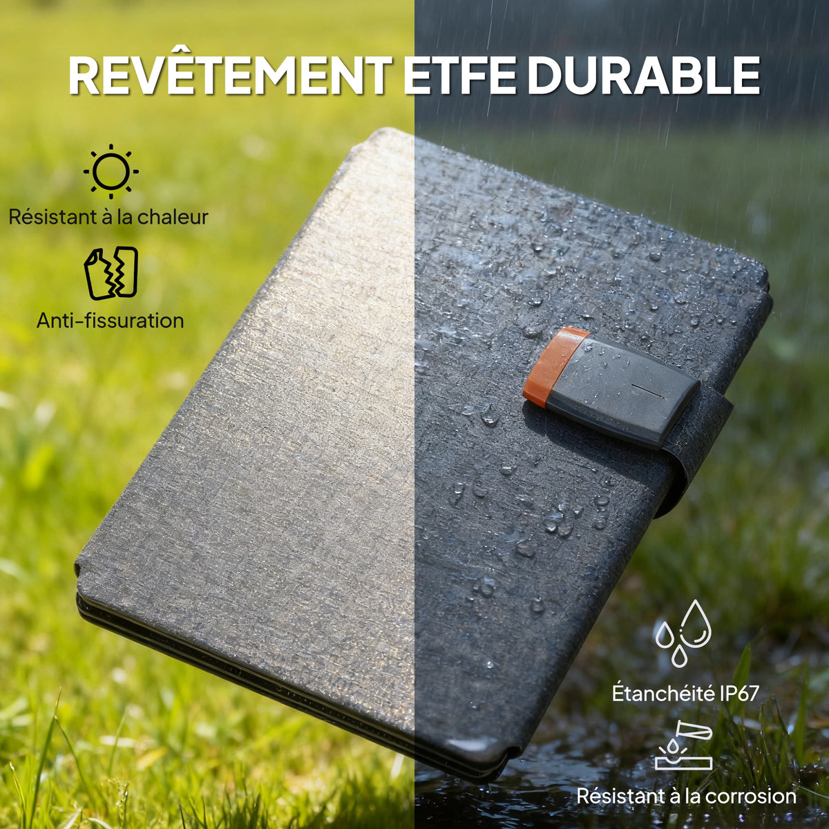 Chargeur solaire pliable 36W panneau solaire portable ports type-C et USB-a imperméable IP67 89,8 x 27,9 x 1 cm gris-4