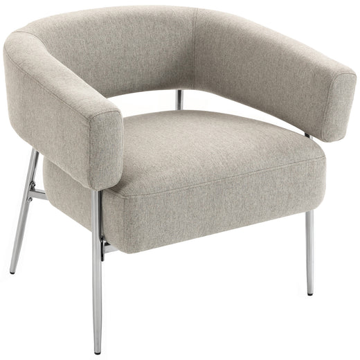 Fauteuil Salon, Fauteuil d'Appoint Rembourré en Tissu Aspect Lin, Dossier Incurvé et Accoudoirs, Style Moderne, Marron-0