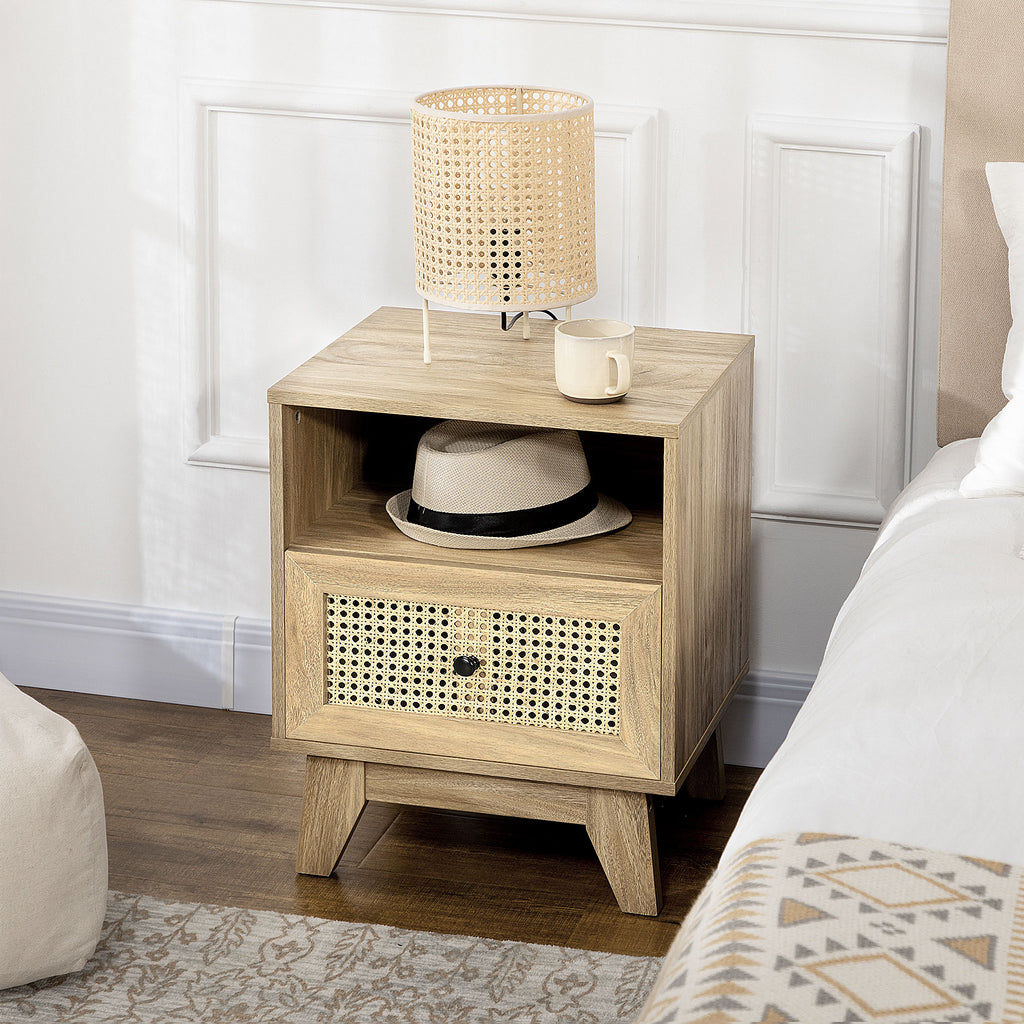 Table de chevet  table de nuit avec tiroir porte cannage et niche vintage 45 x 39 x 56,5 cm-9