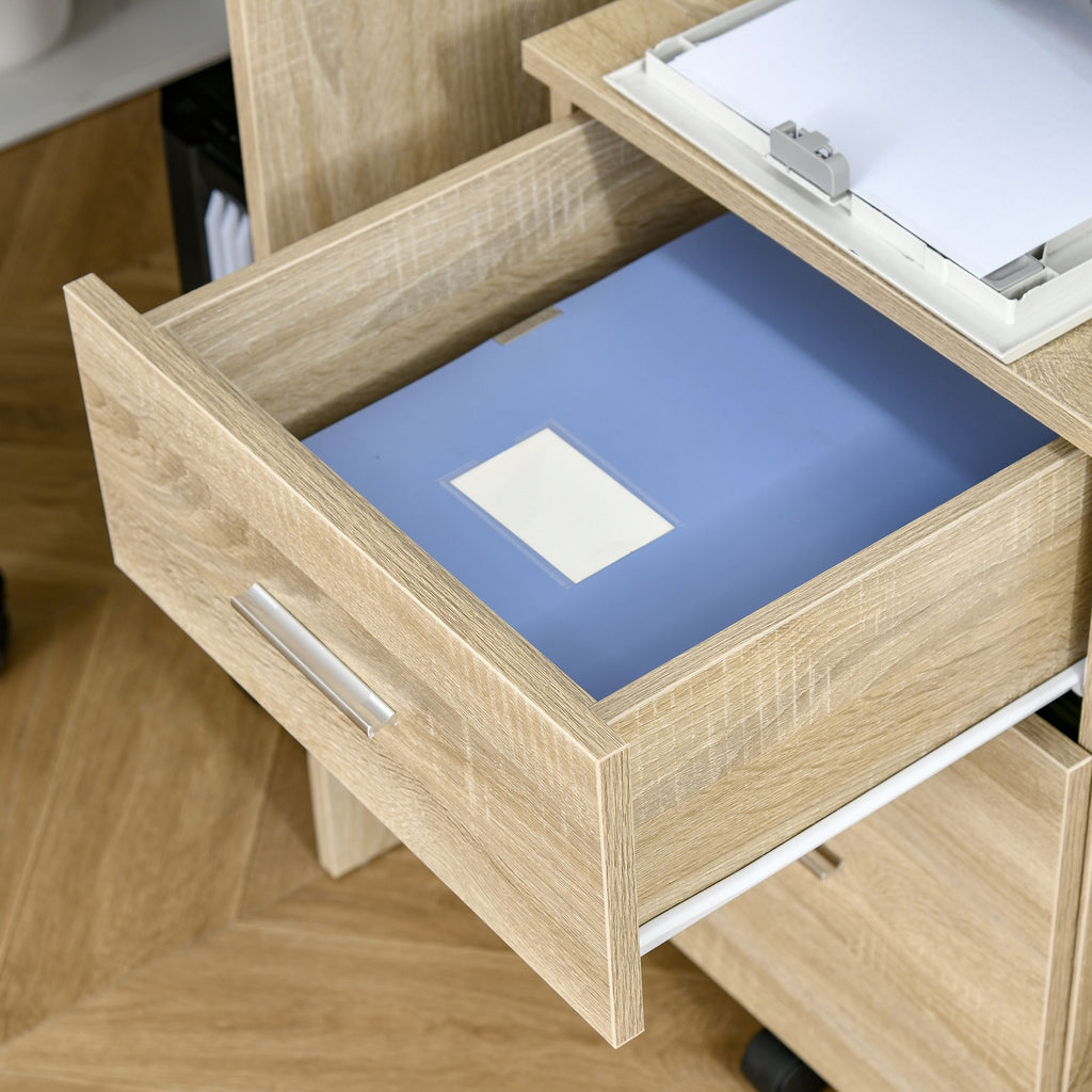 Caisson de bureau caisson de rangement mobile 2 tiroirs 5 roulettes en panneau de particules 39,5 x 39 x 58,5 cm-8