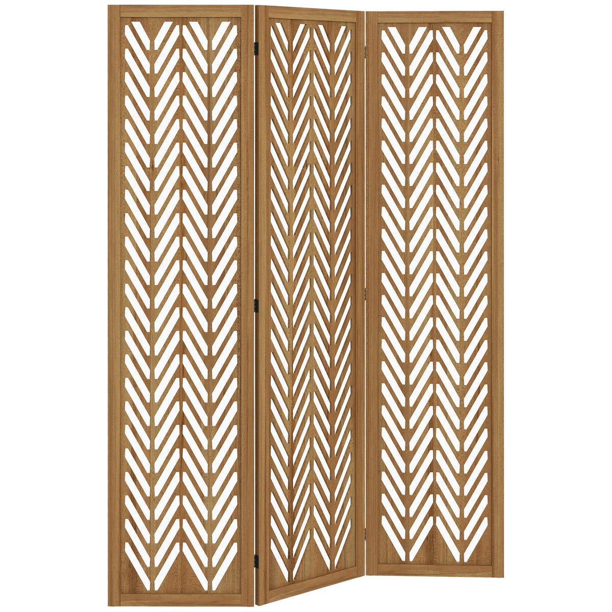 Paravent en bois ajouré séparateur de pièce closion intérieur pliable 3 panneaux en bois 120 x 170 cm naturel-0