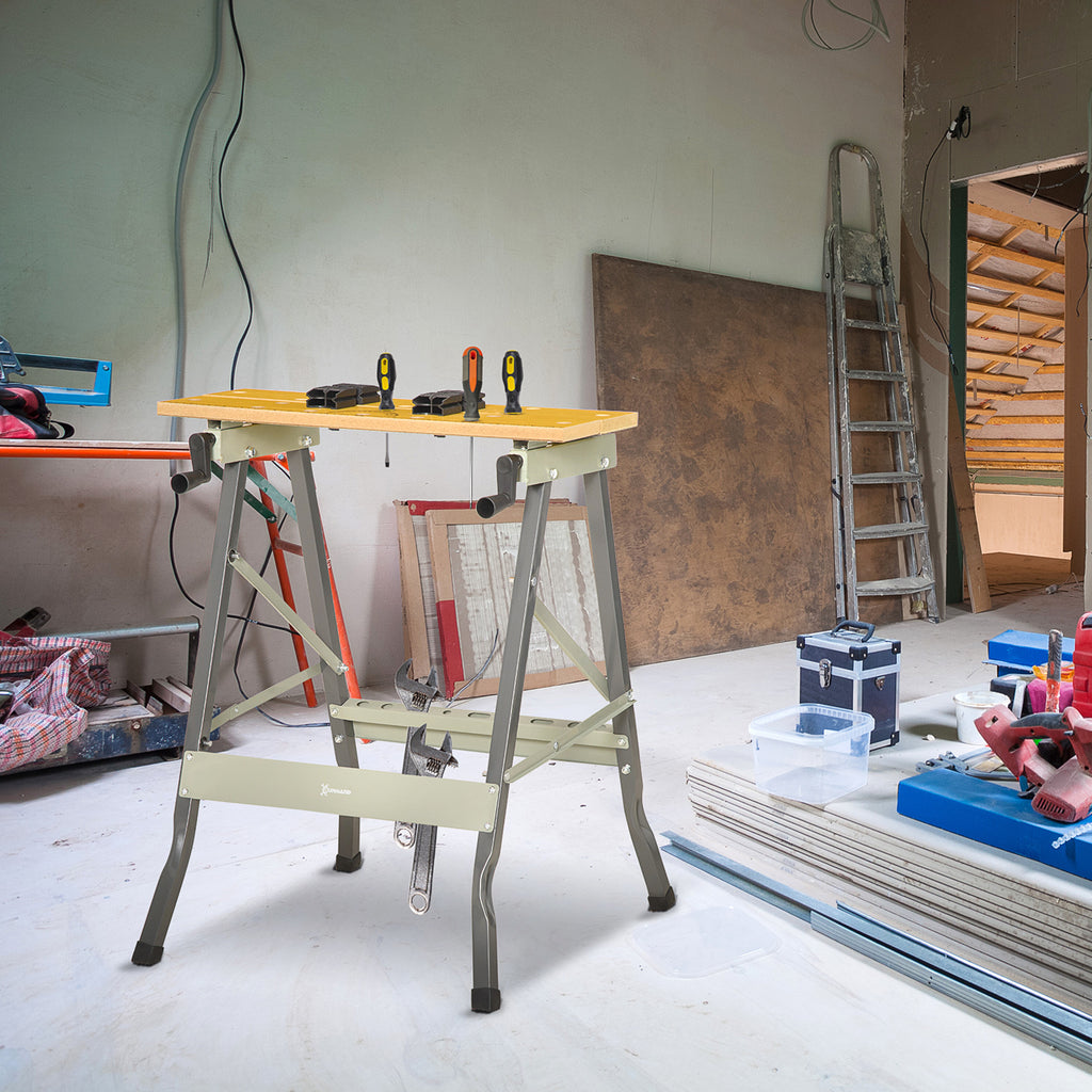 Établi pliant établi de serrage avec 4 serre-joints table de travail, charge 100 kg, 62,5x60,5x78,5cm, gris-9