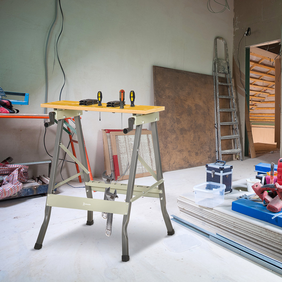 Établi pliant établi de serrage avec 4 serre-joints table de travail, charge 100 kg, 62,5x60,5x78,5cm, gris-9