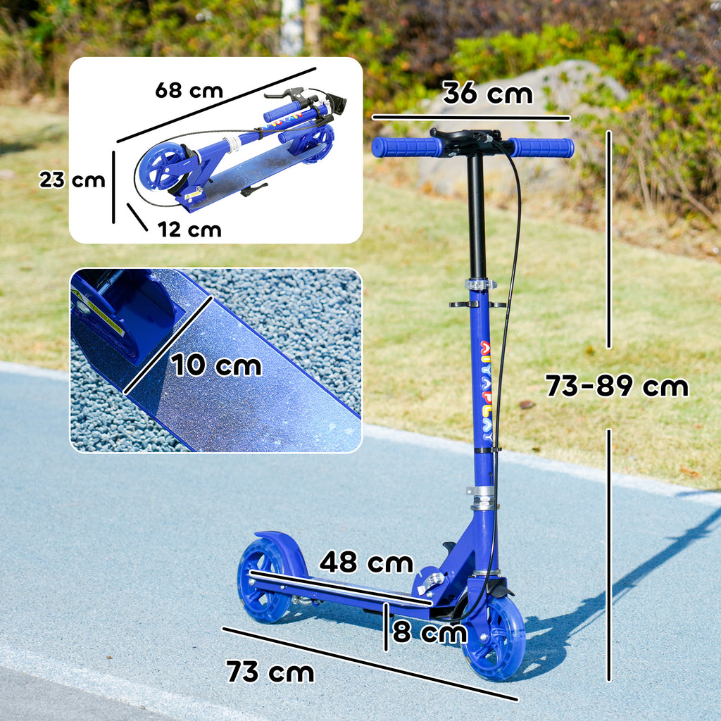 Trottinette enfants 3 à 8 ans, trottinette pliable à 2 roues LED roues lumineuses, 4 réglages en hauteur, bleu-2