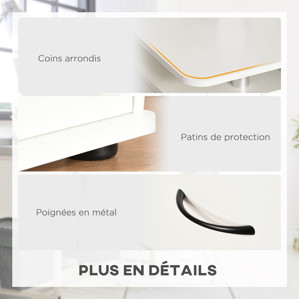 Bureau informatique multimédia multi-rangements 120L x 55l x 85H cm en bois blanc-5
