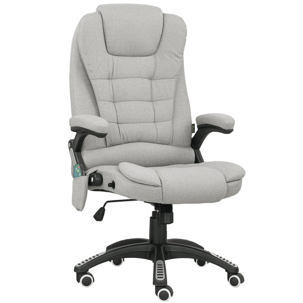 Fauteuil de bureau massant et chauffant chaise de bureau avec hauteur réglable dossier inclinable et télécommande gris-0